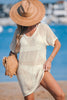 CUPSHE Beige Crochet Short Sleeve Cover-Up Mini Dress