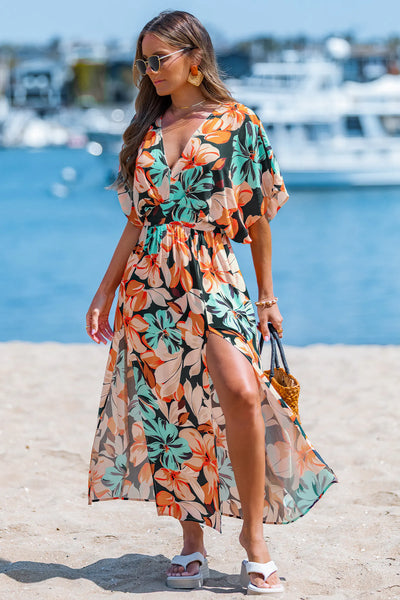 CUPSHE Coral Island Tropical Maxi Dress image 1
