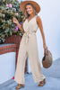 CUPSHE Boho Beige Surplice Wide Leg Jumpsuit