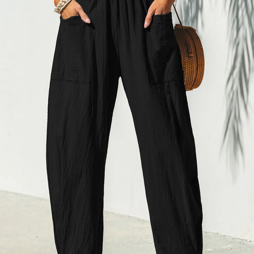 CUPSHE Black Elastic Waist Tapered Leg Pants — Modern Body Dancewear Australia