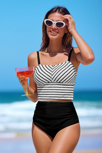 CUPSHE Striped Square Neck Tankini Top & High-Waisted Bottoms Set image 3