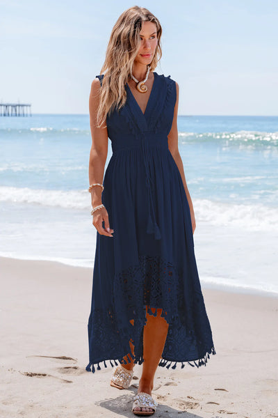 CUPSHE Contrast Lace Tassel Midi Dress image 1