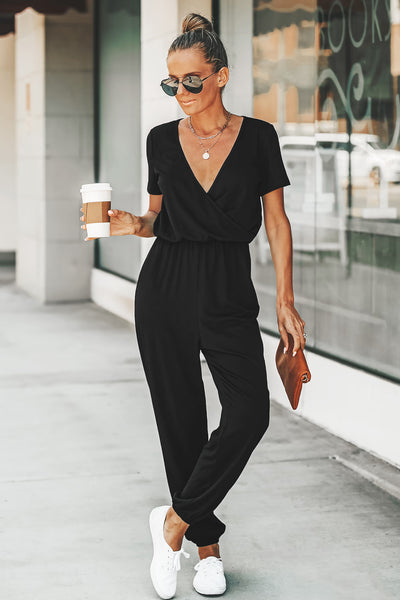 CUPSHE Danica V-neck Maxi Short Sleeve Jumpsuit image 1