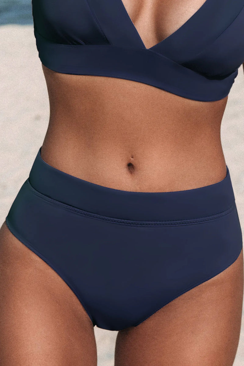 CUPSHE High Waist Banded Dark Navy Bikini Bottoms — Modern Body Dancewear Australia