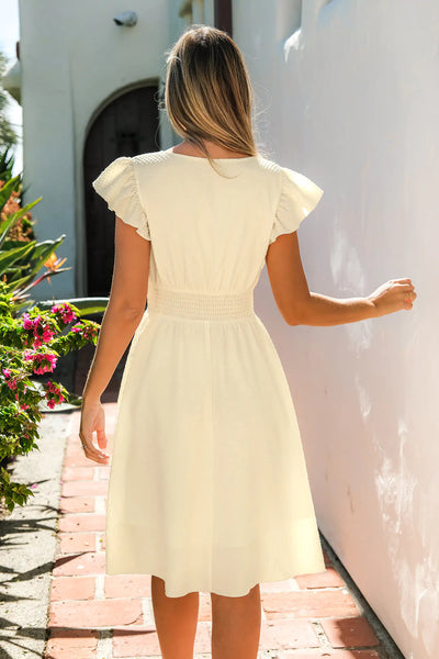 CUPSHE Flutter Sleeve Smocked Waist Midi Dress image 3
