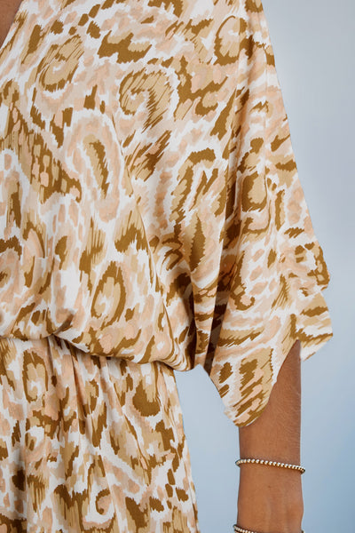 CUPSHE Coffee Brown Plunging Neck Loose Leg Romper image 3