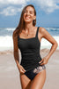CUPSHE Black Tankini & Floral Bottoms Set