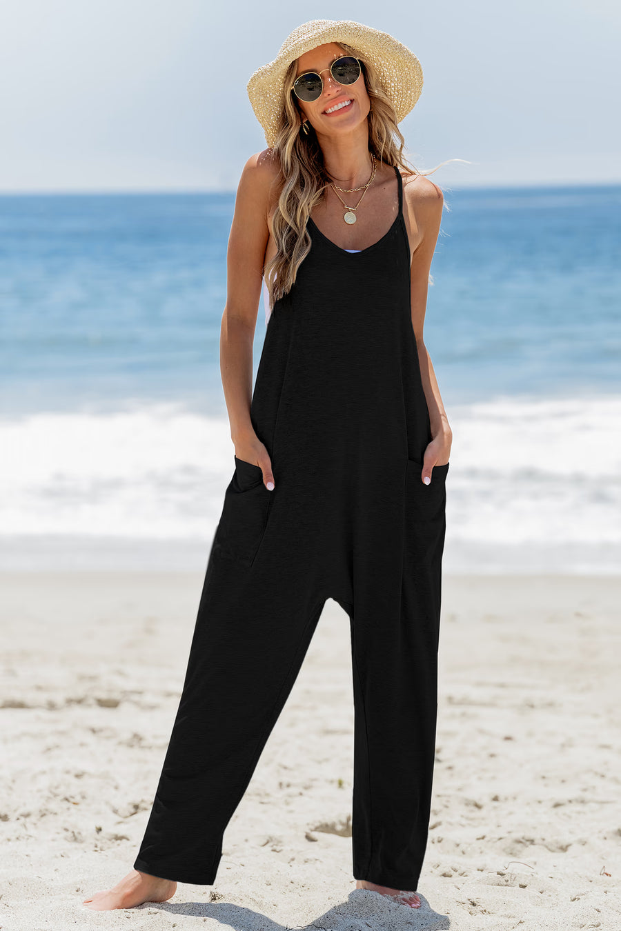 CUPSHE Black Sleeveless Scoop Neck Drop Crotch Jumpsuit — Modern Body