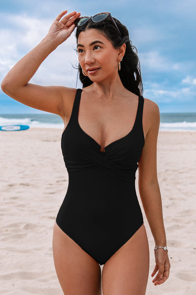 CUPSHE Black Sweetheart Underwire Slim & Sculpt One Piece Swimsuit image 1