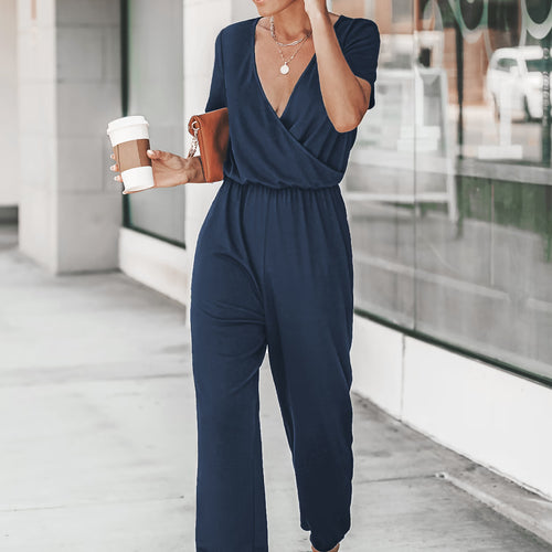CUPSHE Midnight Blue Surplice Jogger Jumpsuit — Modern Body Dancewear Australia