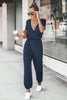 CUPSHE Midnight Blue Surplice Jogger Jumpsuit