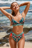 Cupshe Green Paisley Triangle Top & Overlap Cheeky Bikini Set