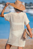 CUPSHE Beige Crochet Short Sleeve Cover-Up Mini Dress