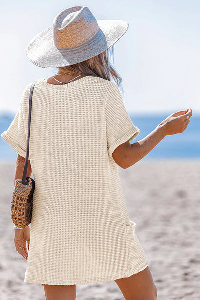 CUPSHE Dreamy Tides Beige Cover-Up Mini Dress image 4