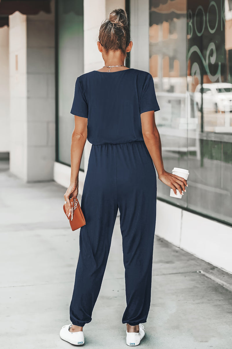 CUPSHE Midnight Blue Surplice Jogger Jumpsuit alternate view