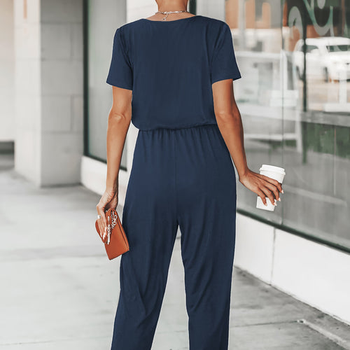 CUPSHE Midnight Blue Surplice Jogger Jumpsuit alternate view