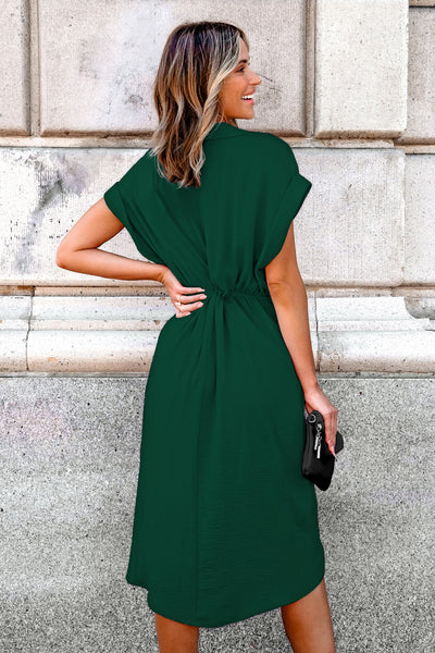 CUPSHE Green Plunging Short Sleeve Wrap Waist Midi Dress image 2