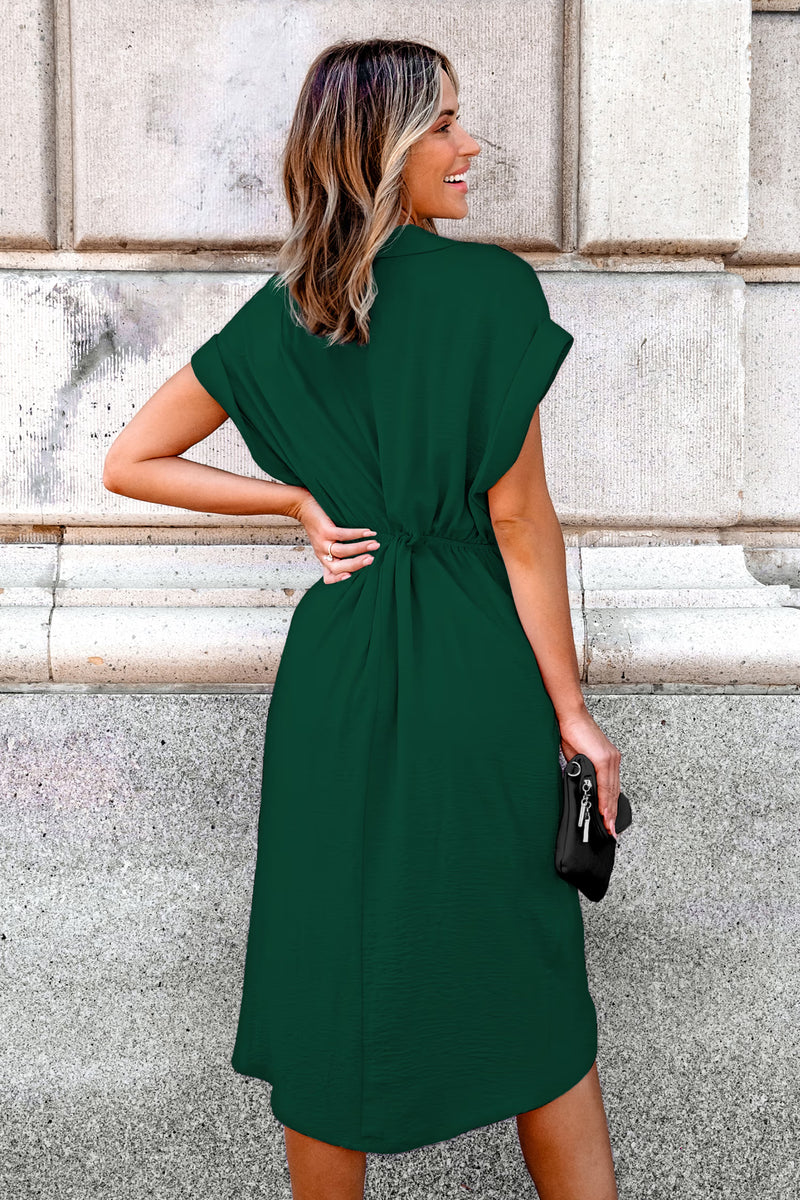 CUPSHE Green Plunging Short Sleeve Wrap Waist Midi Dress alternate view