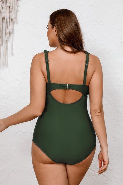 CUPSHE Grass Green Ruffled Tummy Control Retro One-Piece image 4