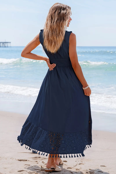 CUPSHE Contrast Lace Tassel Midi Dress image 2
