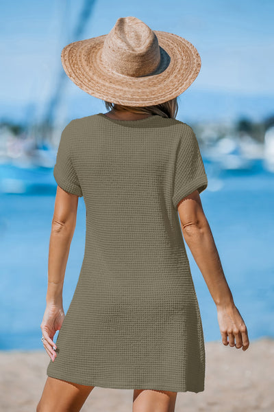 CUPSHE Green Split Neck Hem Twist Jersey Cover-Up Dress image 2