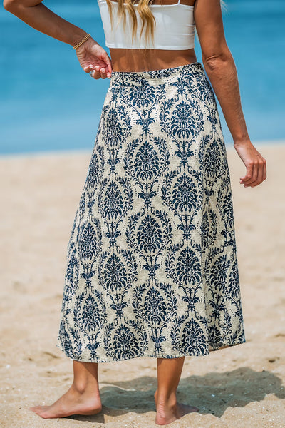 CUPSHE Blue Boho High Waist Straight Maxi Skirt image 2