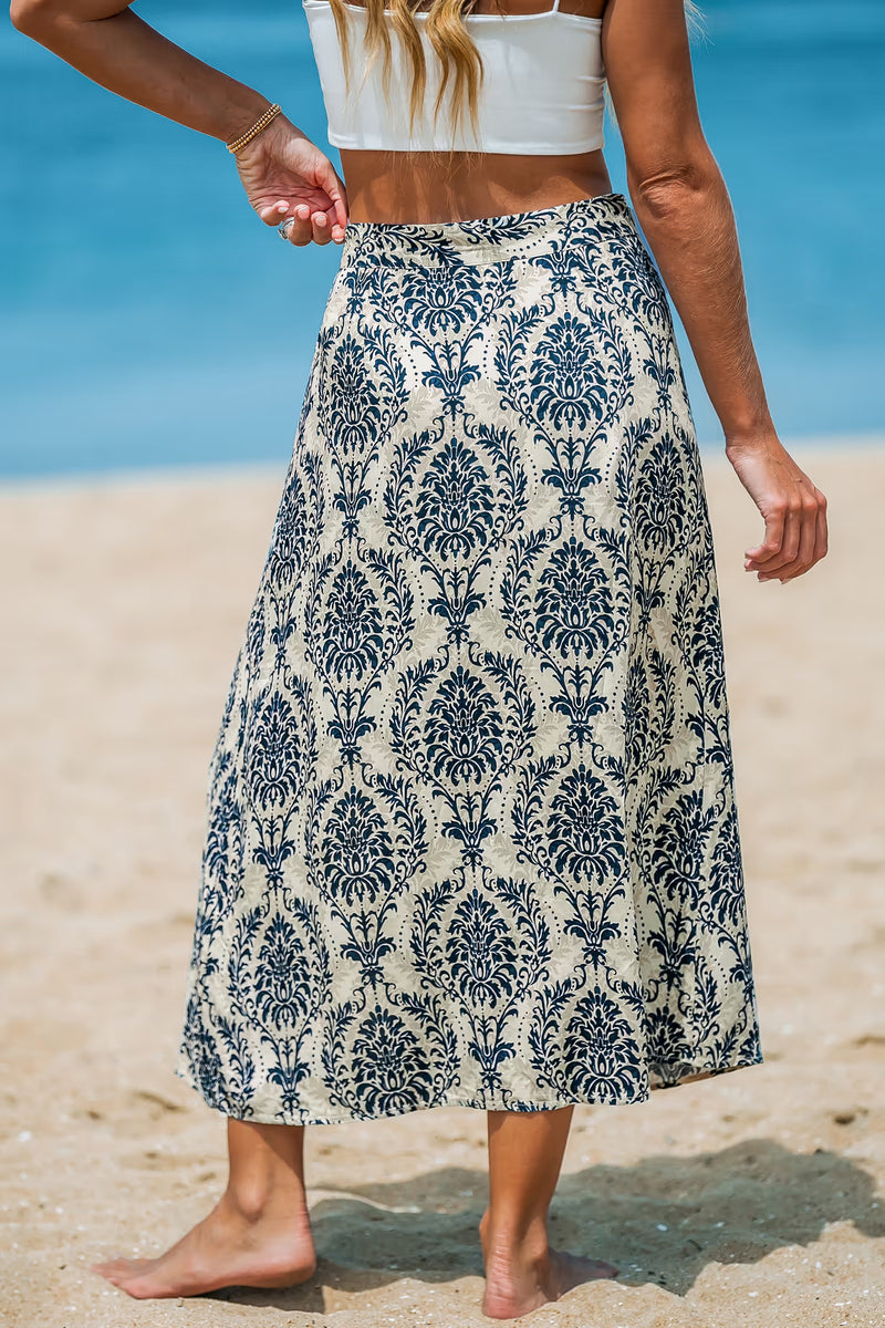 CUPSHE Blue Boho High Waist Straight Maxi Skirt alternate view