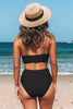 Cupshe Black & Eucalyptus Wrapped Bikini Top & High-Waisted Bottoms Set