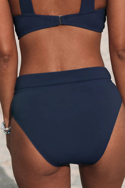 CUPSHE High Waist Banded Dark Navy Bikini Bottoms image 2