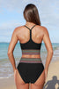 CUPSHE Black Keyhole Bikini Top & High-Waisted Bottoms Set