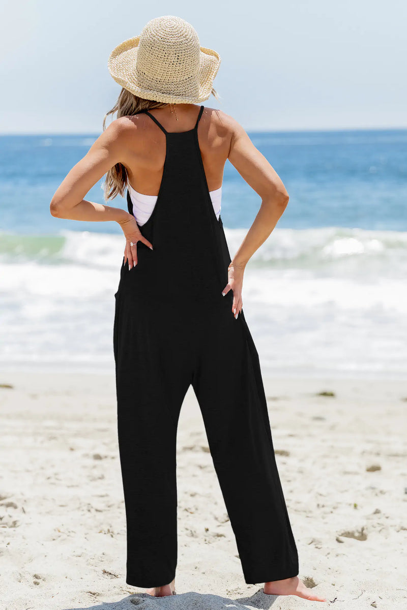 CUPSHE Black Sleeveless Scoop Neck Drop Crotch Jumpsuit alternate view