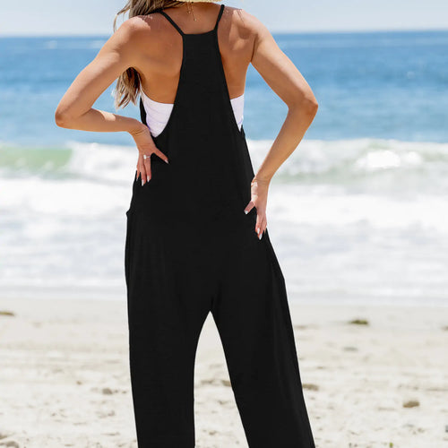 CUPSHE Black Sleeveless Scoop Neck Drop Crotch Jumpsuit alternate view