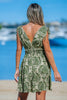 Cupshe Green Damask Sleeveless Smocked Waist Mini Dress