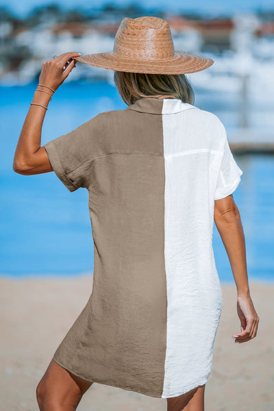 CUPSHE White Collared Button Front Cover-Up T-Shirt Dress image 3