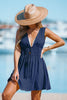CUPSHE Navy Plunging Double Waist Tie Cover-Up Dress