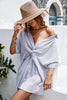 CUPSHE Analia Dolman Sleeve Stripe Shirt Collar Oversize Dress