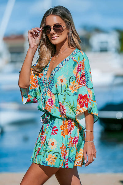 CUPSHE Tropical Dolman Sleeve Casual Mini Dress image 3