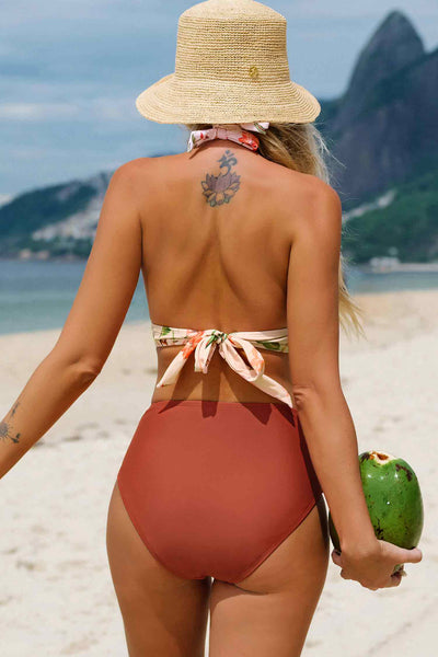 CUPSHE Spring Breath Garden Halter Tall Tri & High Waist Bikini Set image 2