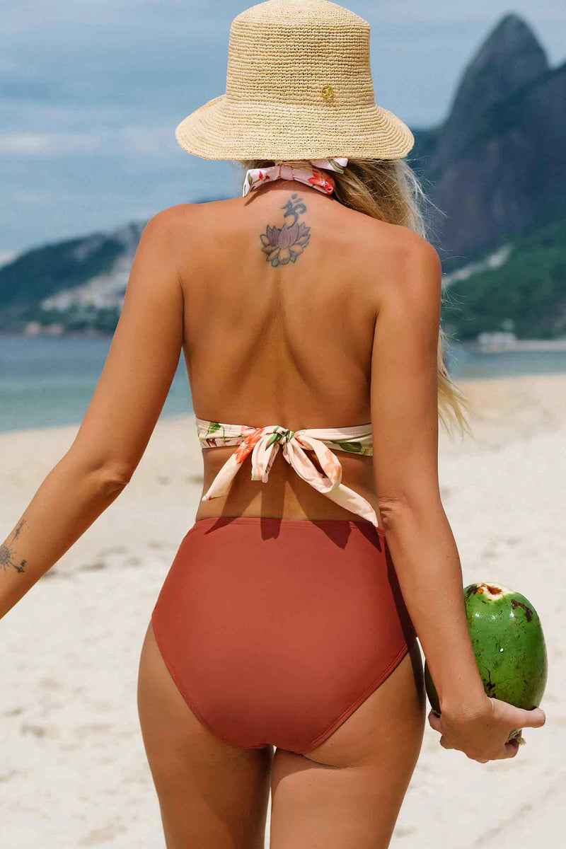 CUPSHE Spring Breath Garden Halter Tall Tri & High Waist Bikini Set alternate view