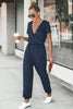 CUPSHE Midnight Blue Surplice Jogger Jumpsuit
