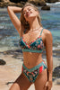 Cupshe Green Paisley Triangle Top & Overlap Cheeky Bikini Set