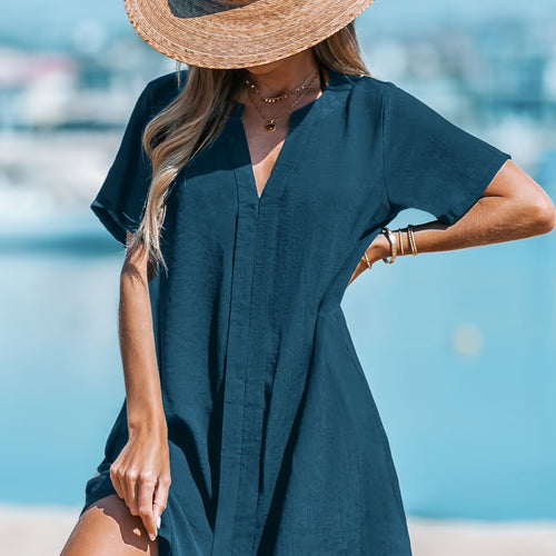 Cupshe Beachside Chill Blue Cover-Up Mini Dress — Modern Body Dancewear Australia