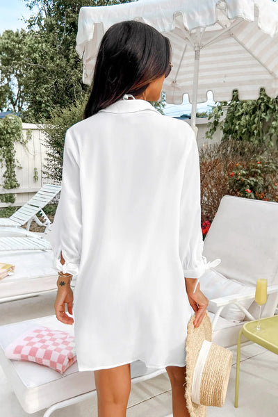 CUPSHE Seersucker Tie Cuff Cover-Up Dress image 2