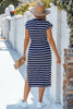 CUPSHE Simply Me Striped Midi Dress Navy