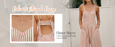 CUPSHE Striped Sleeveless V-Neck Wide Leg Jumpsuit image 4