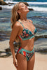 Cupshe Green Paisley Triangle Top & Overlap Cheeky Bikini Set