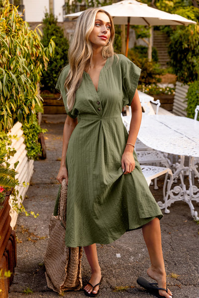 CUPSHE V-Neck Short Sleeve Midi Dress image 5