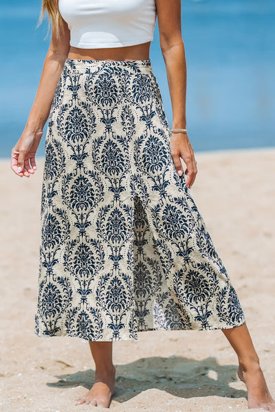 CUPSHE Blue Boho High Waist Straight Maxi Skirt image 4