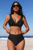 Cupshe Black Ladder Trim Bikini Top & Standard Bottoms Set