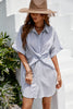 CUPSHE Analia Dolman Sleeve Stripe Shirt Collar Oversize Dress